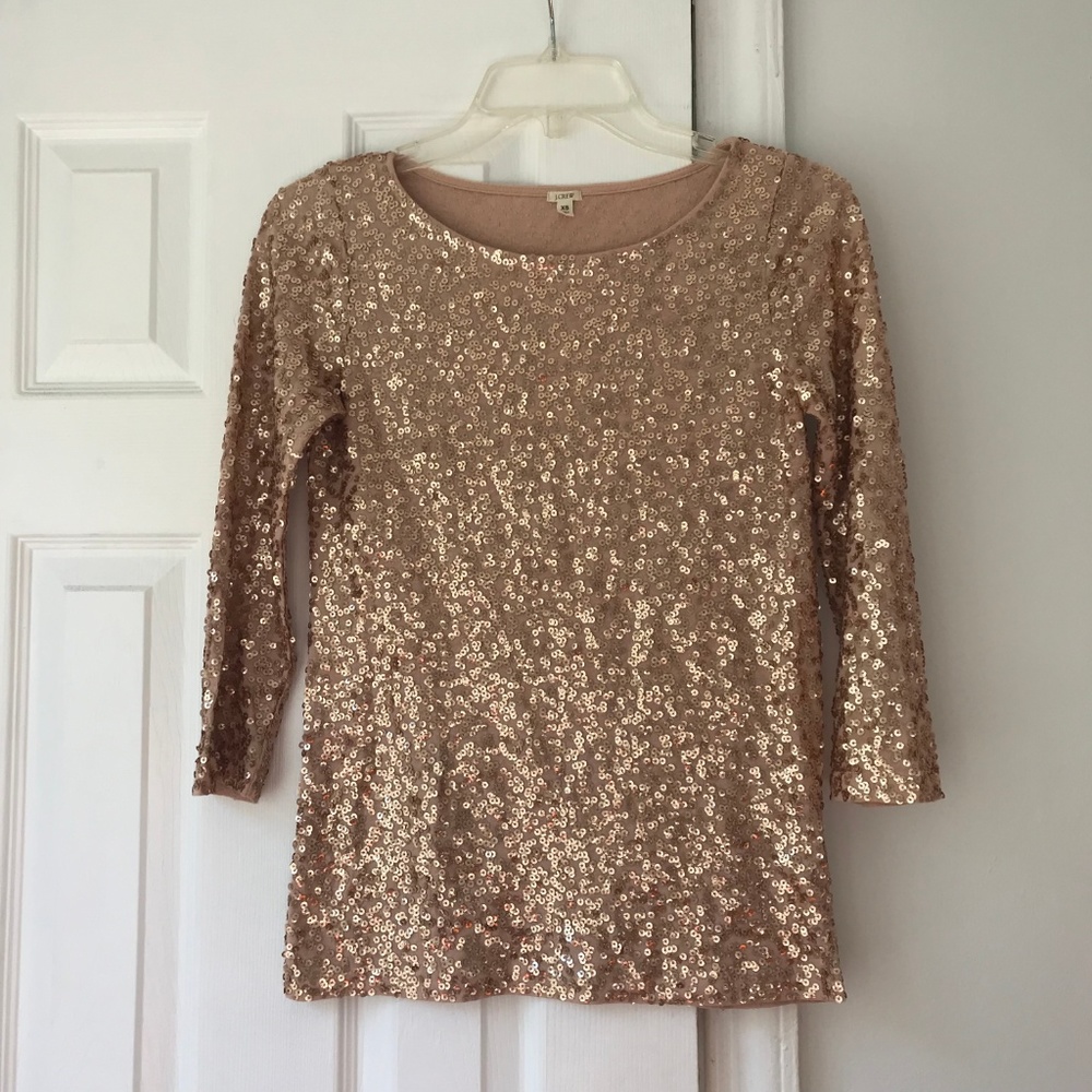 J. Crew Rose Gold Sequin Top